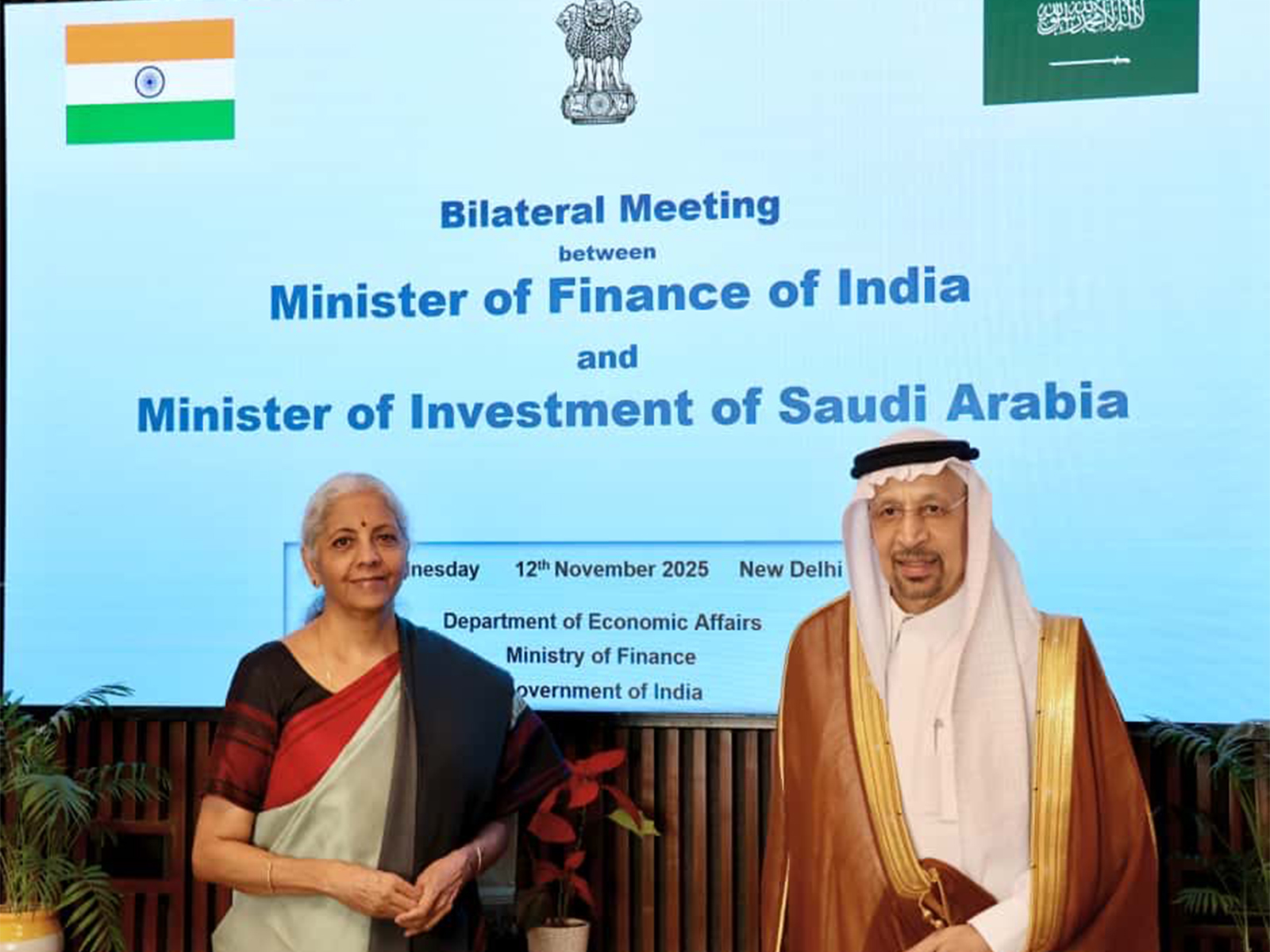 Union Finance Minister Nirmala Sitharaman met Khalid Al Falih, Minister of Investment of Saudi Arabia (Photo/@FinMinIndia) Union Finance Minister Nirmala Sitharaman met Khalid Al Falih, Minister of Investment of Saudi Arabia (Photo/@FinMinIndia)