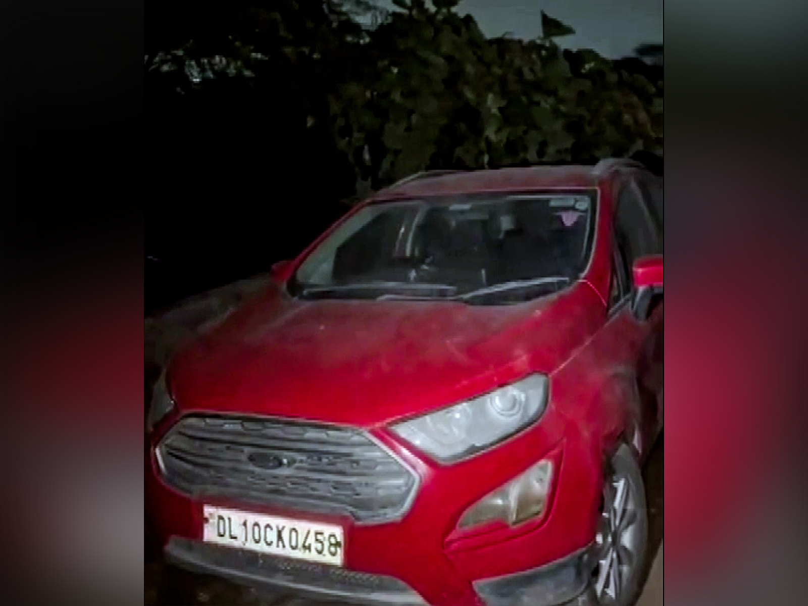 A view of red EcoSport, suspected to be linked to prime accused, Dr Umar in Delhi blast case. (Photo/ANI) A view of red EcoSport, suspected to be linked to prime accused, Dr Umar in Delhi blast case. (Photo/ANI)