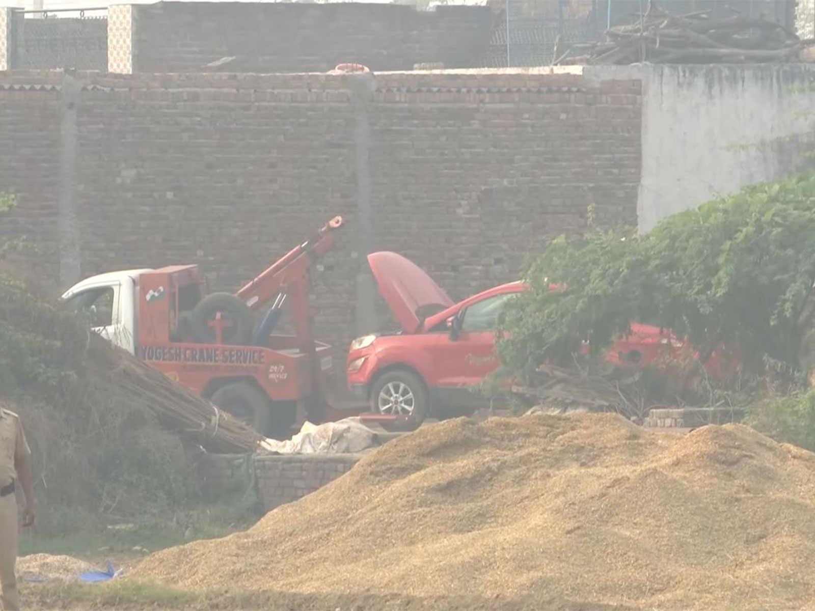 A view of red EcoSport, suspected to be linked to prime accused, Dr Umar in Delhi blast case. (Photo/ANI) A view of red EcoSport, suspected to be linked to prime accused, Dr Umar in Delhi blast case. (Photo/ANI)