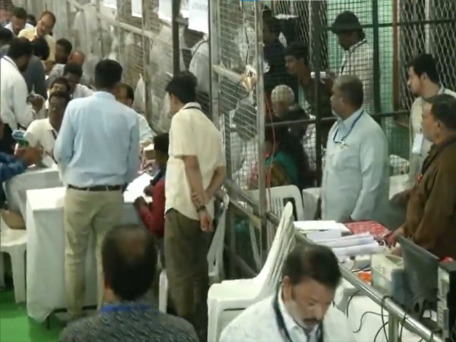 Counting centre set up at Kotla Vijay Bhaskar Reddy Indoor Stadium in Yousufguda, Hyderabad (Photo/ANI) Counting centre set up at Kotla Vijay Bhaskar Reddy Indoor Stadium in Yousufguda, Hyderabad (Photo/ANI)