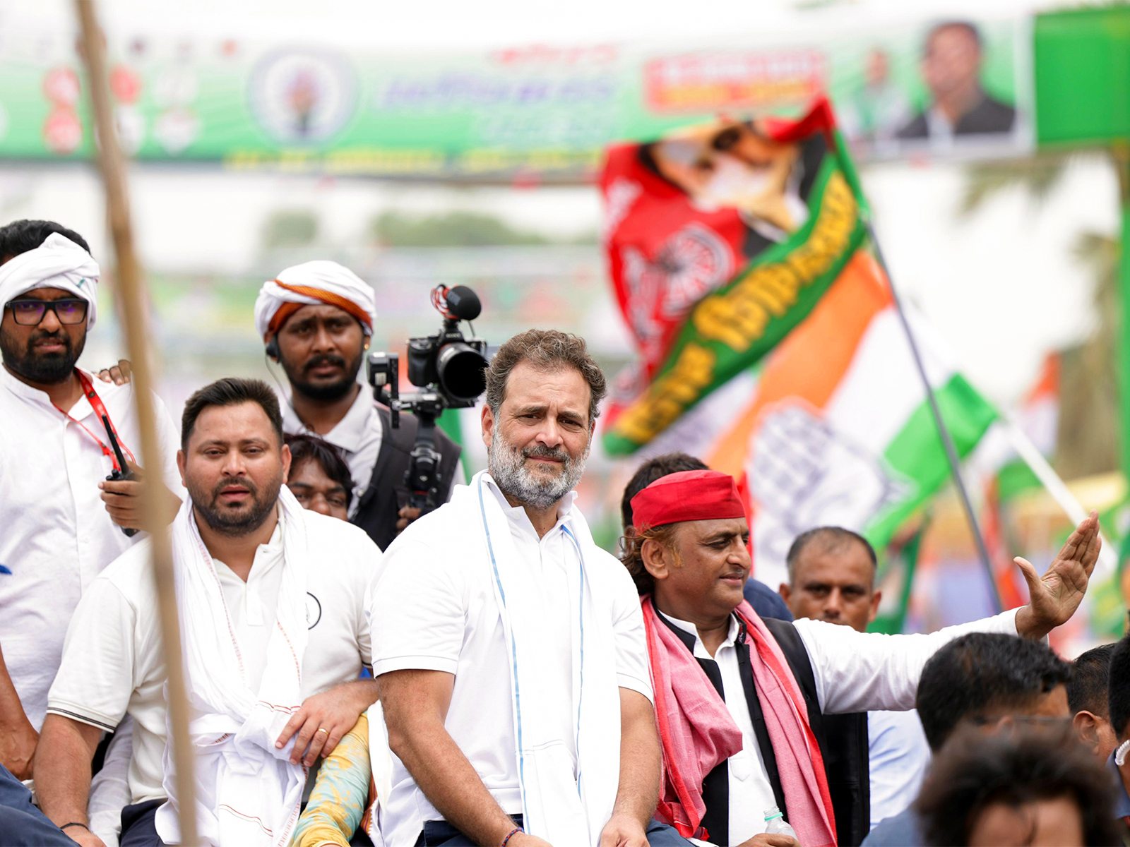 Rahul Gandhi and Tejashwi Yadav during the 'Voter Adhikar Yatra' in Bihar's Arrah (File Photo/ANI)
