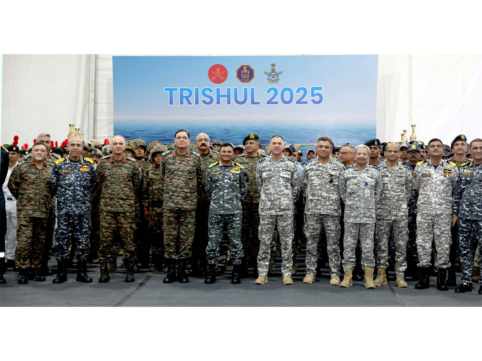Indian Army, Navy and Air Force personnel during Tri-Services Exercise ‘Trishul 2025’. (Image Source: PIB)