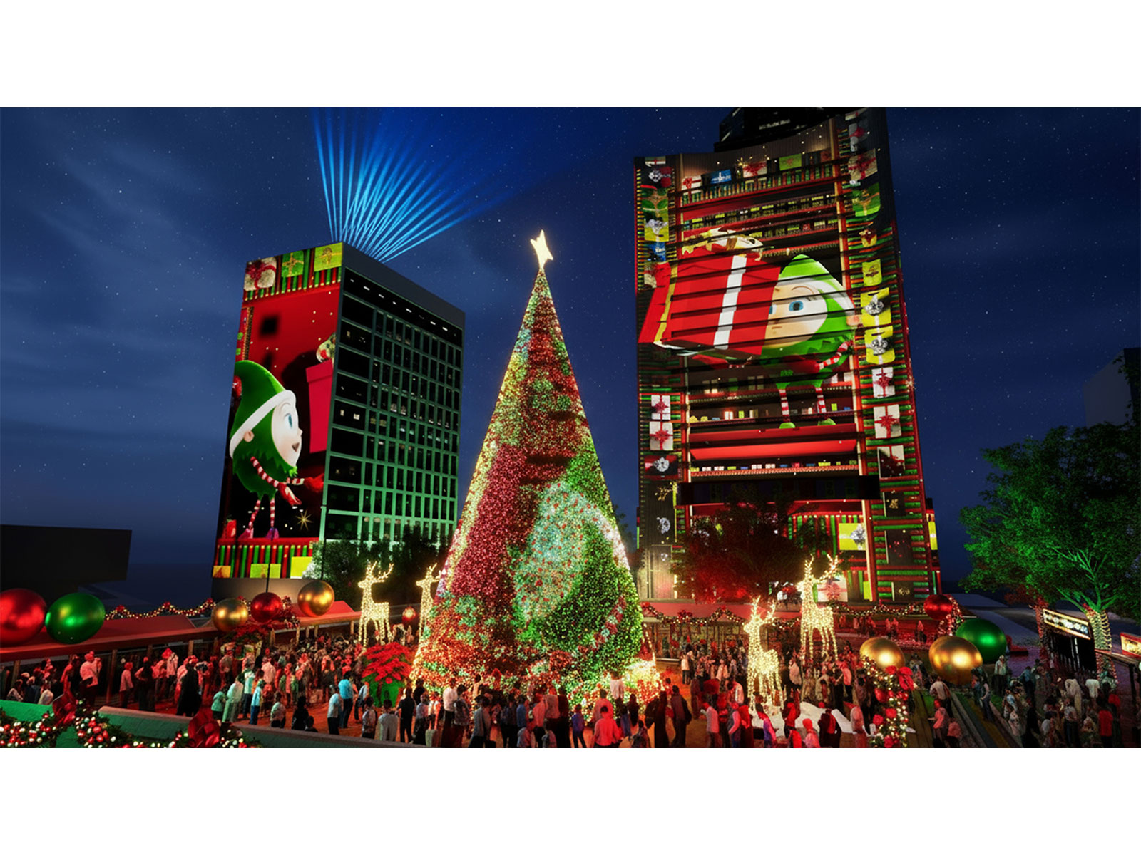 Festive lights illuminate Central Hong Kong during the spectacular WinterFest celebration