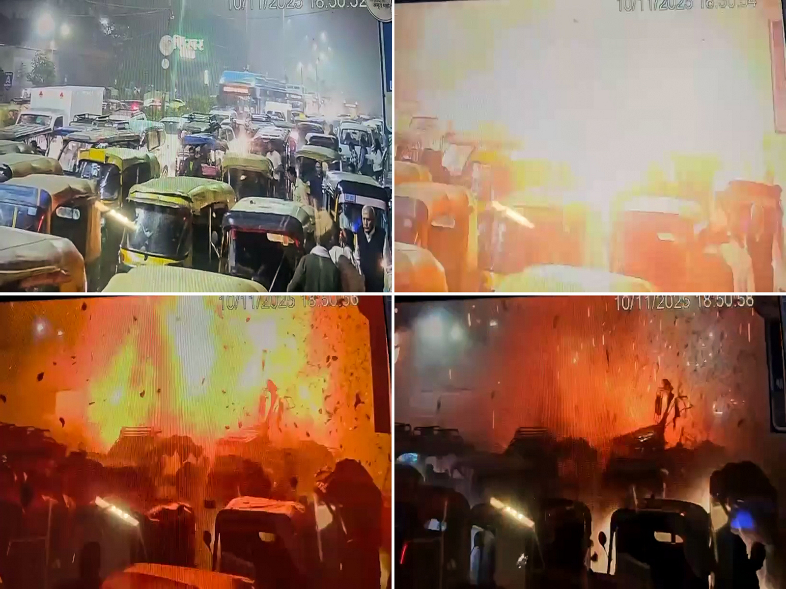 CCTV footage of the car blast near the Red Fort. (Photo/ANI) CCTV footage of the car blast near the Red Fort. (Photo/ANI)