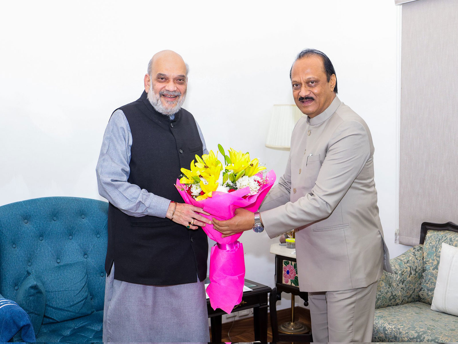 Union Home Minister Amit Shah (left) and Maharashtra Deputy CM Ajit Pawar (Photo/ANI)