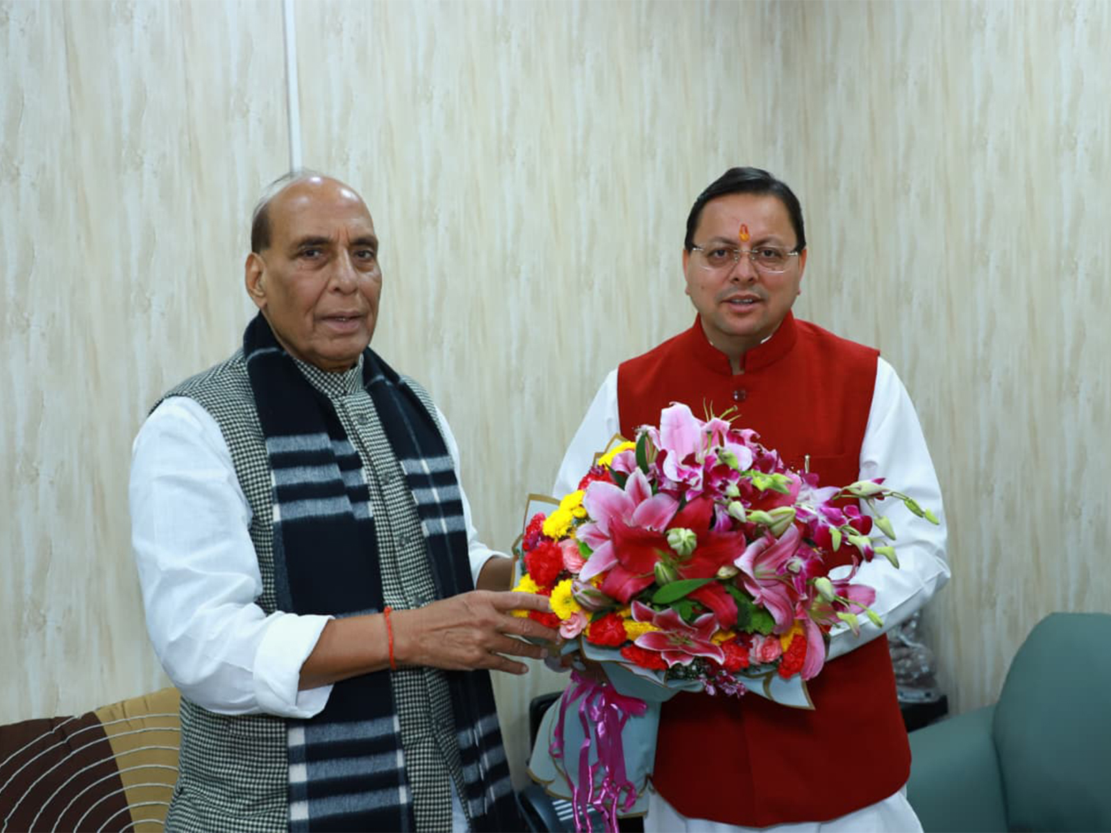 Uttarakhand CM Pushkar Singh Dhami with Defence Minister Rajnath Singh in New Delhi (Photo/Uttarakhand CMO)