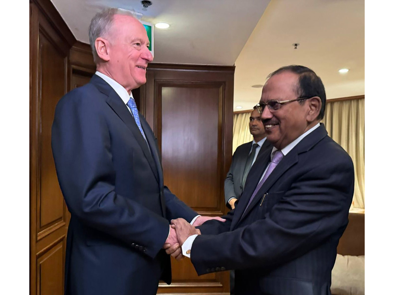 NSA Ajit Doval and Chairman of the Maritime Board of Russia Nikolay Patrushev (Photo/ X@RusEmbIndia) NSA Ajit Doval and Chairman of the Maritime Board of Russia Nikolay Patrushev (Photo/ X@RusEmbIndia)