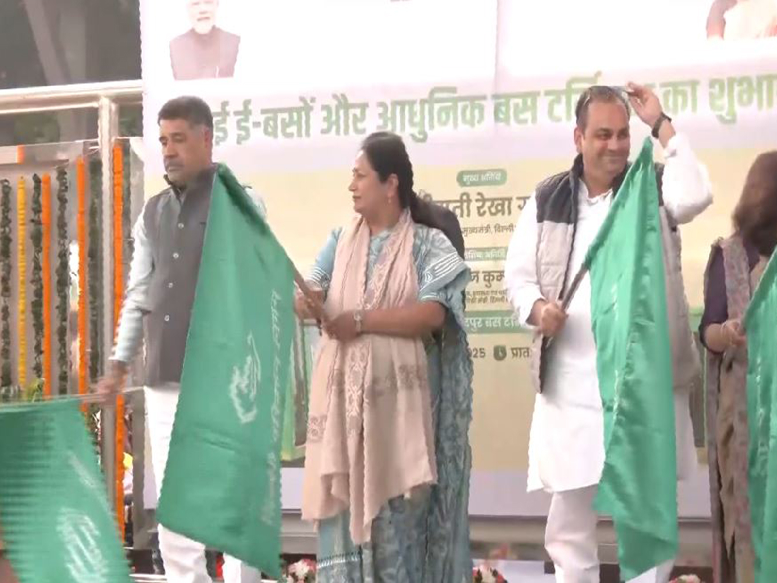Delhi CM Rekha Gupta flags off 40 new electric buses at Azadpur (Photo/ANI) Delhi CM Rekha Gupta flags off 40 new electric buses at Azadpur (Photo/ANI)