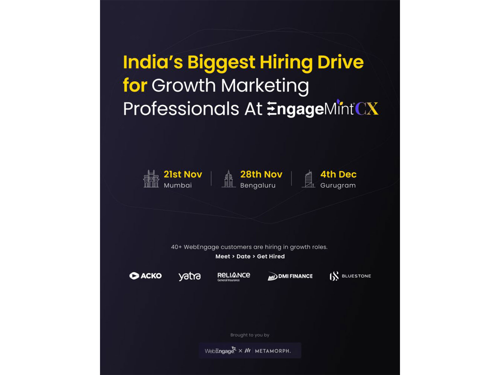 The initiative will bring together 40+ of India’s most iconic brands and 500+ pre-screened candidates, offering 100+ open positions across marquee brands The initiative will bring together 40+ of India’s most iconic brands and 500+ pre-screened candidates, offering 100+ open positions across marquee brands