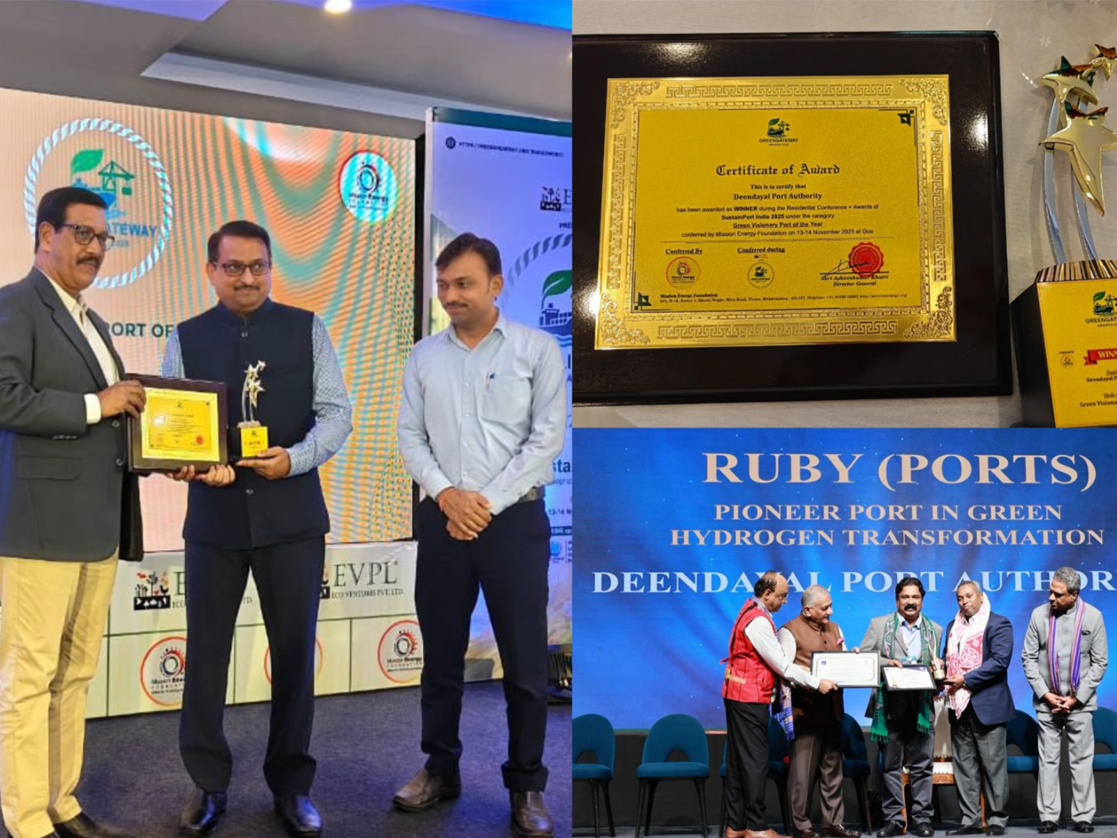 Deendayal Port bags two awards, for sustainability initiatives and cargo handling milestone (Images: DPA, Kandla) Deendayal Port bags two awards, for sustainability initiatives and cargo handling milestone (Images: DPA, Kandla)