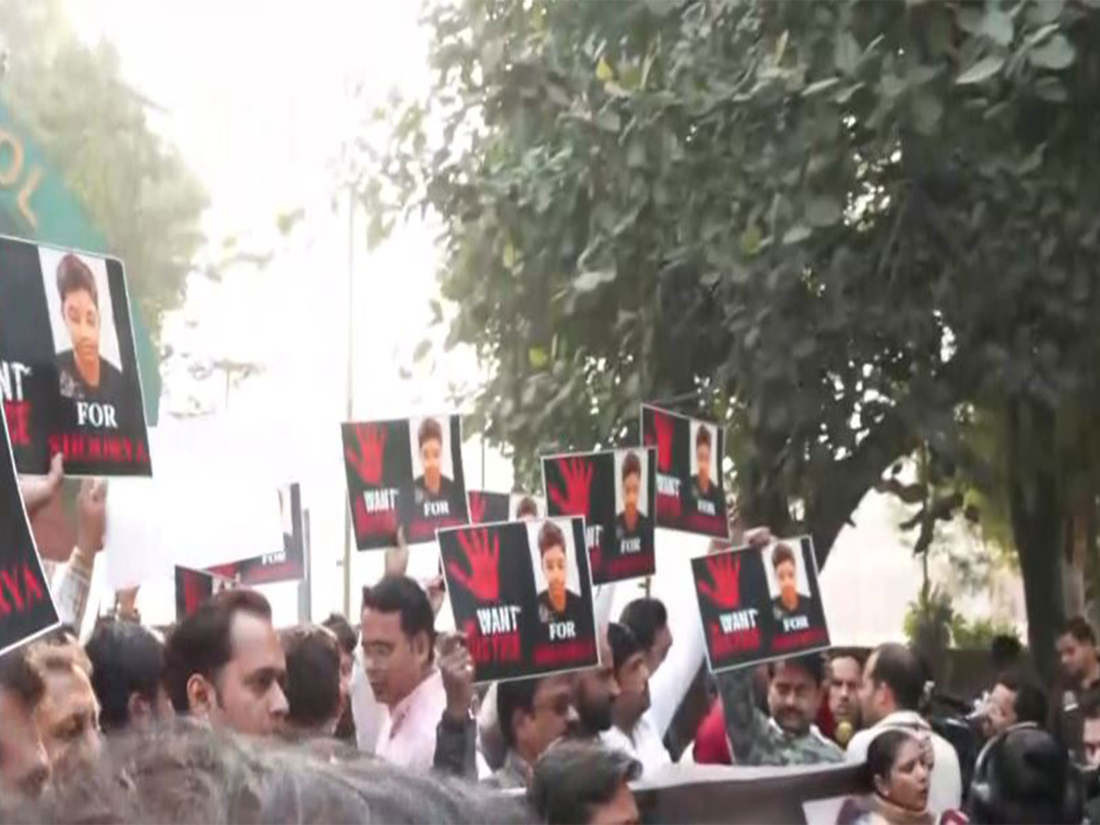 Visual from the protest by parents and students after 16-year-old died by suicide in Delhi (Photo/ANI)