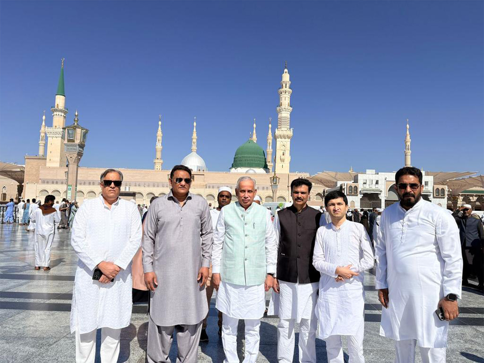 Indian delegation during the last rites of Madinah bus accident victims (Photo: @IndianEmbRiyadh/X)