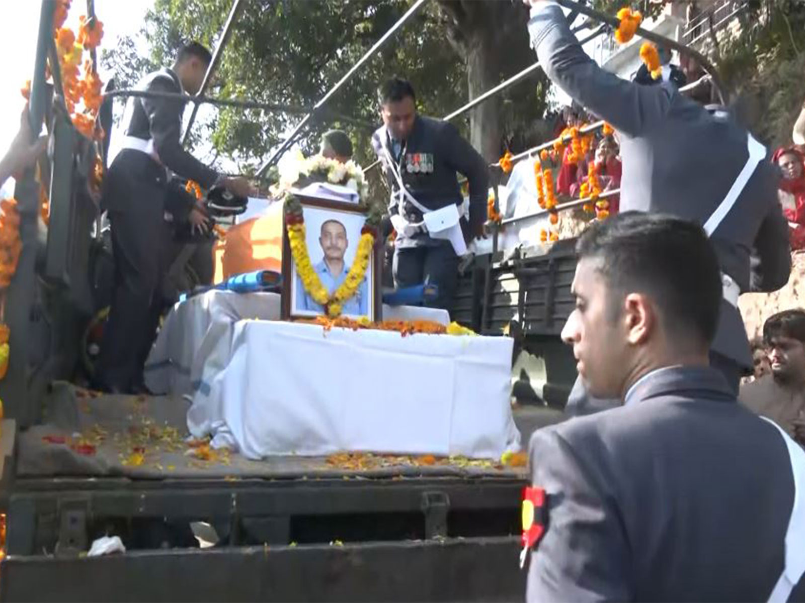 Mortal remains of Wing Commander Namansh Syal reach his native village in Kangra (Photo/ANI)