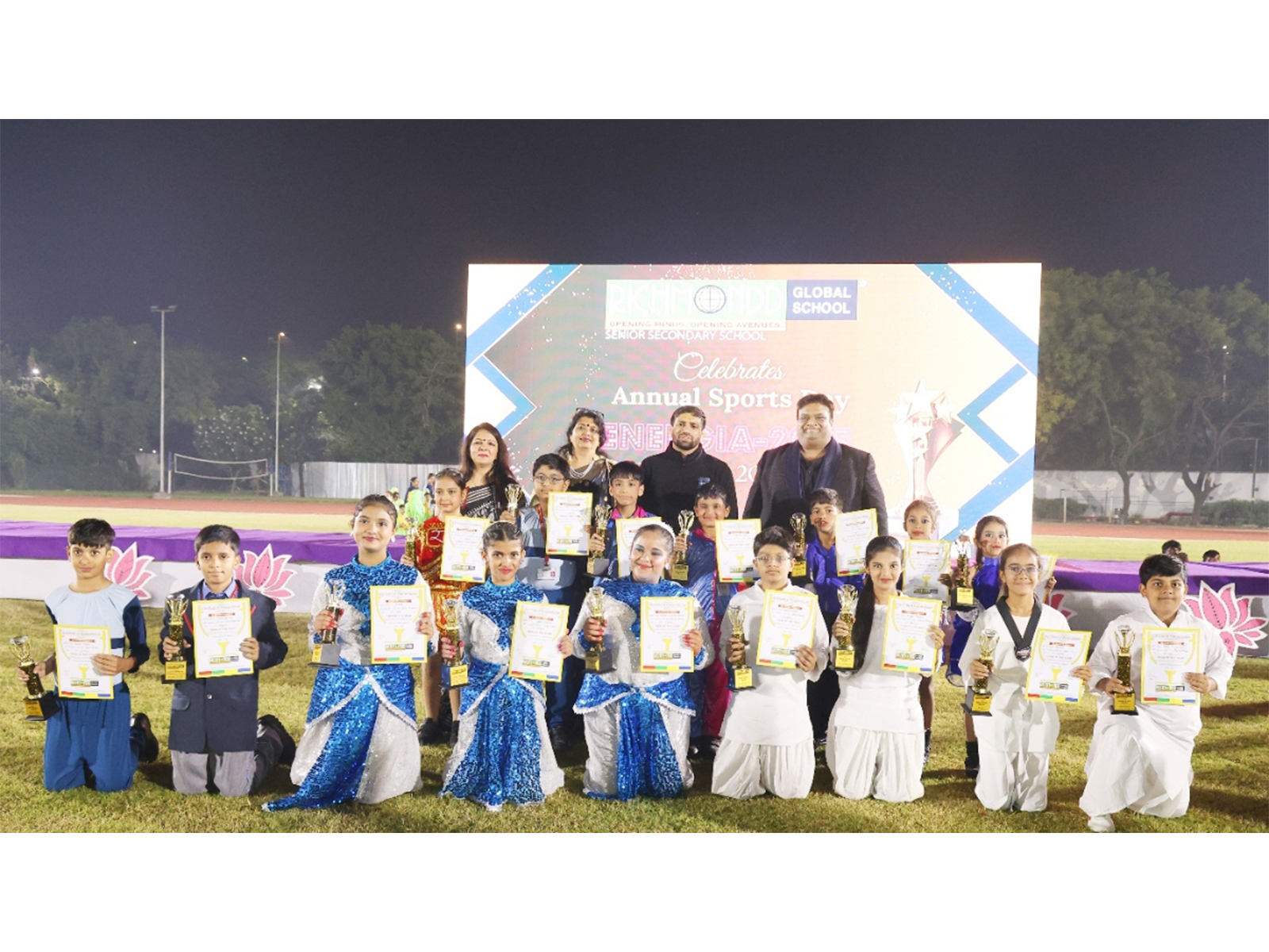 Olympian Ravi Kumar Dahiya praised the Richmondd Global School Students at Annual Sports Day Celebrations  “ENERGIA-2025” in Thyagraj Stadium