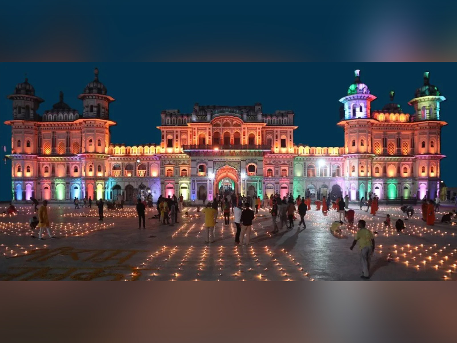 Devotees gather at the decorated Janaki Temple in Janakpurdham ahead of the Bibah Panchami celebrations. (Photo/ANI)