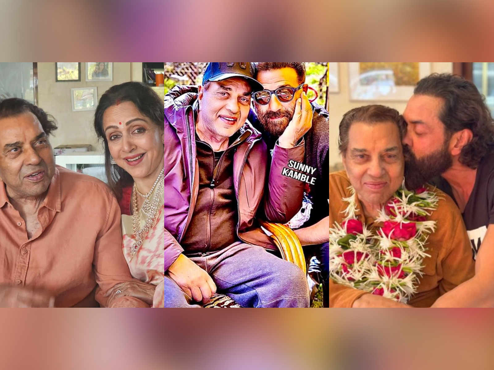 Legendary actor Dharmendra, Hema Malini, Sunny Deol, Bobby Deol (Image source: Instagram/ @dreamgirlhemamalini, @aapkadharam, @iambobbydeol)