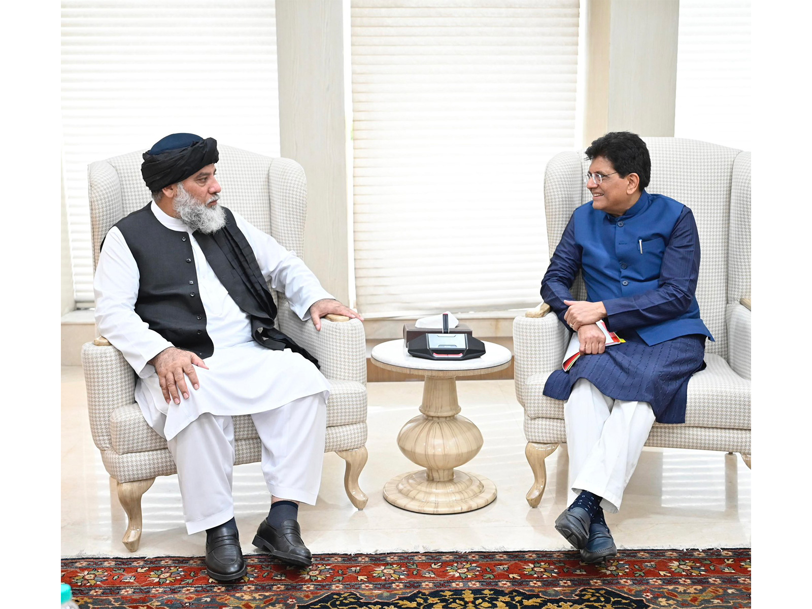 Union Minister Piyush Goyal meets Alhaj Nooruddin Azizi, Afghanistan’s Minister of Industry and Commerce (Photo/X@PiyushGoyal)