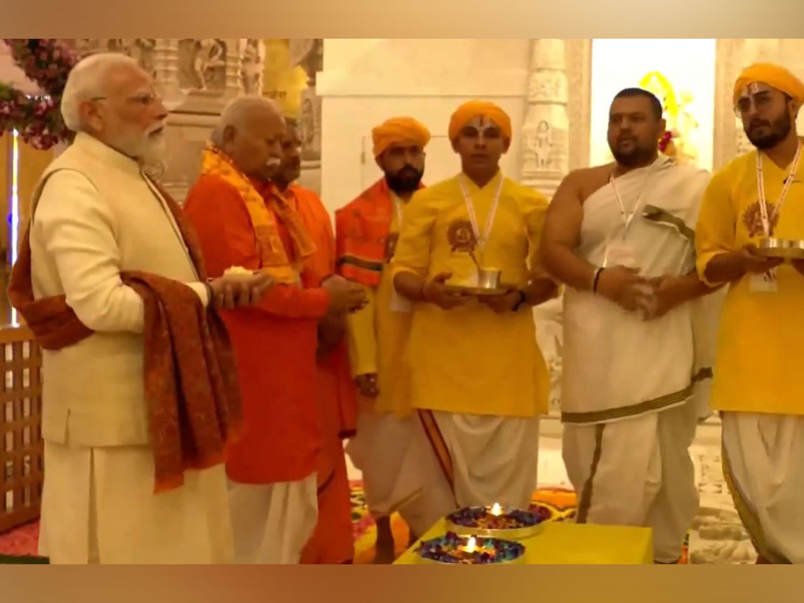 PM Modi performs pooja at Ram Lalla Garbha Grah in Shri Ram Janmabhoomi Temple in Ayodhya. (Photo/ANI)