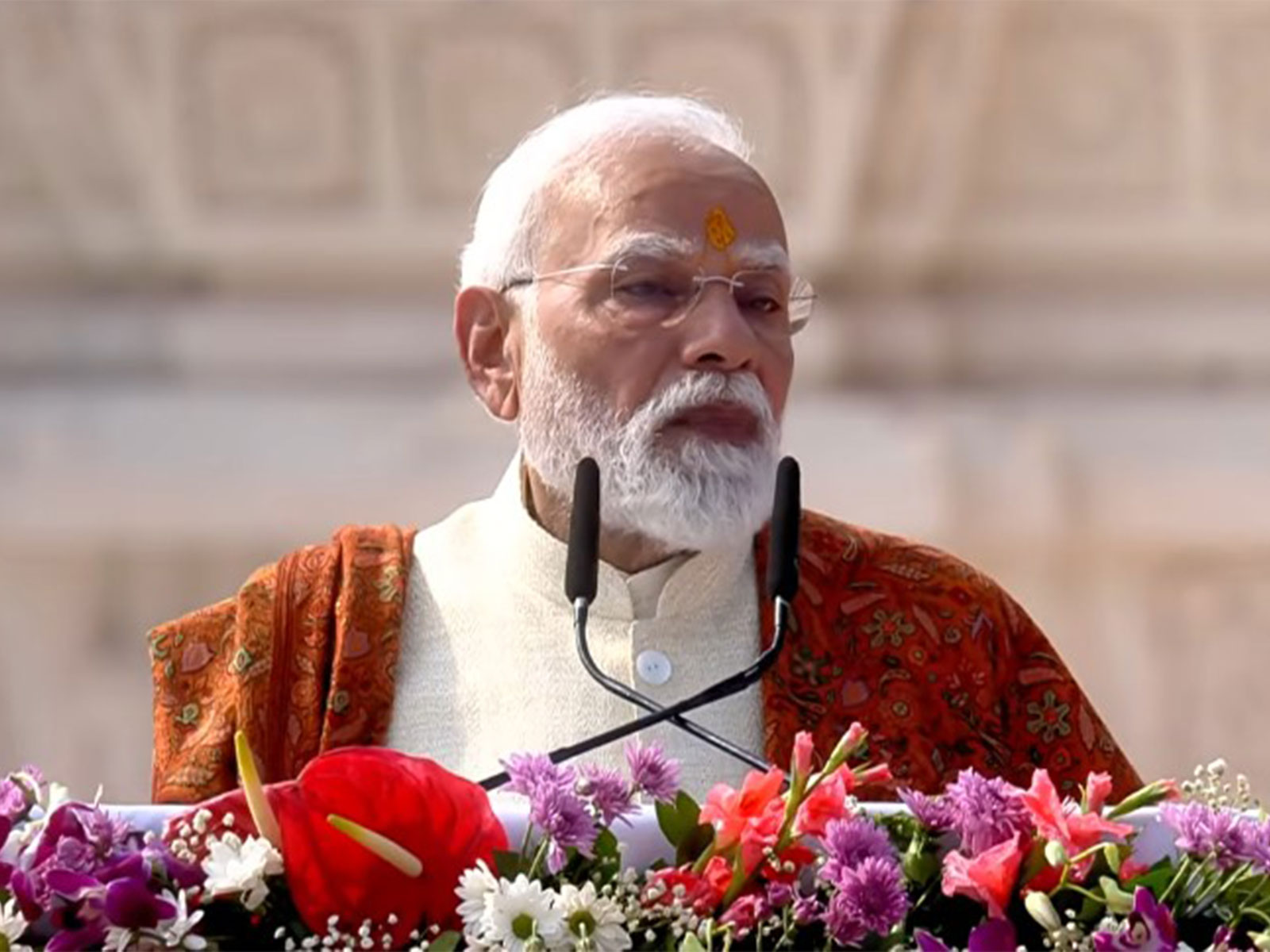 Prime Minister Narendra Modi at Ram Temple 'Dwajarohan' ceremony in Ayodhya. (Photo/ANI) Prime Minister Narendra Modi at Ram Temple 'Dwajarohan' ceremony in Ayodhya. (Photo/ANI)
