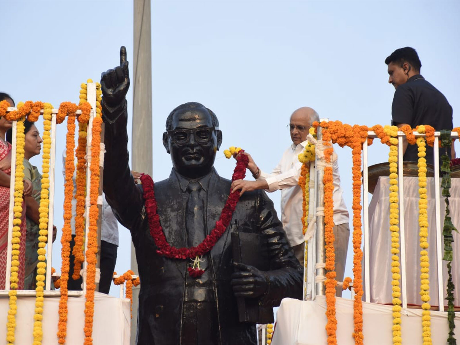 Gujarat CM Bhupendra Patel paying tributes to BR Ambedkar's statue (Photo: Gujarat CMO) Gujarat CM Bhupendra Patel paying tributes to BR Ambedkar's statue (Photo: Gujarat CMO)