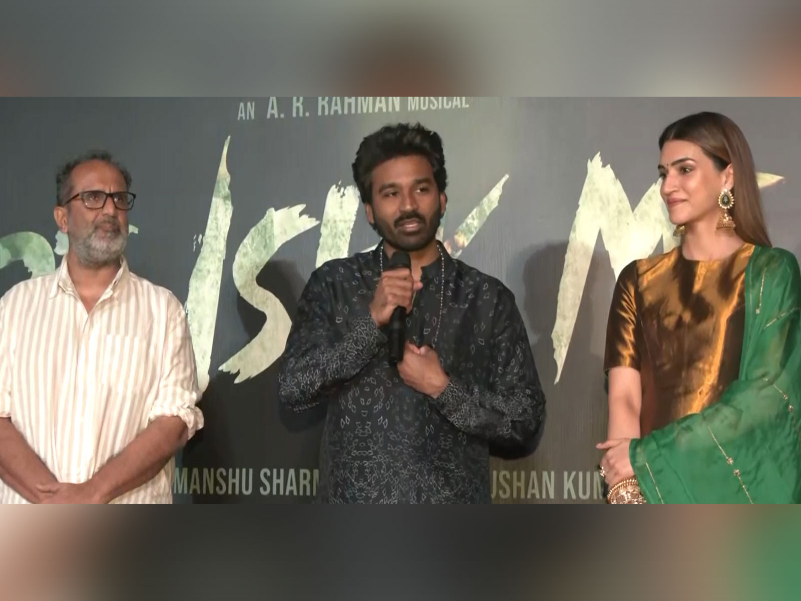Aanand L. Rai, Dhanush, Kriti Sanon (Image source/ANI) Aanand L. Rai, Dhanush, Kriti Sanon (Image source/ANI)