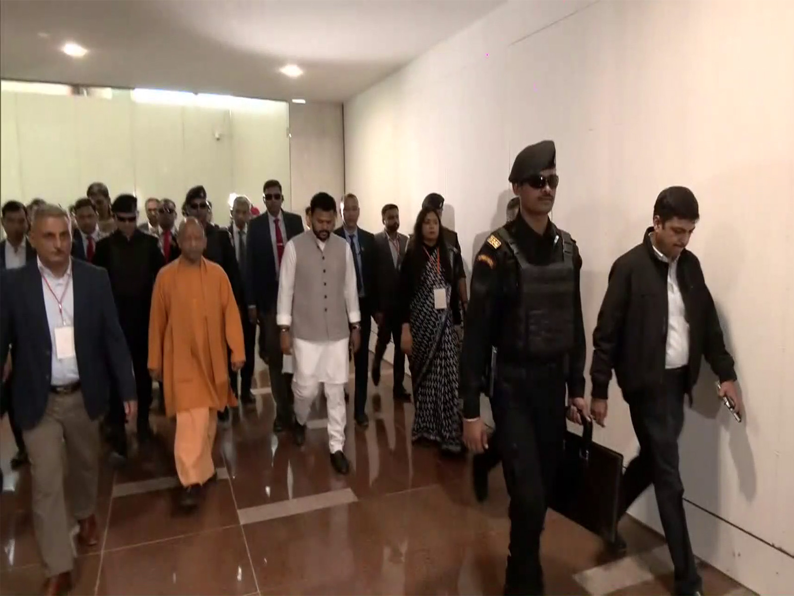 UP CM Yogi and Civil Aviation Minister Ram Mohan Naidu at Jewar Airport (Photo/ANI)