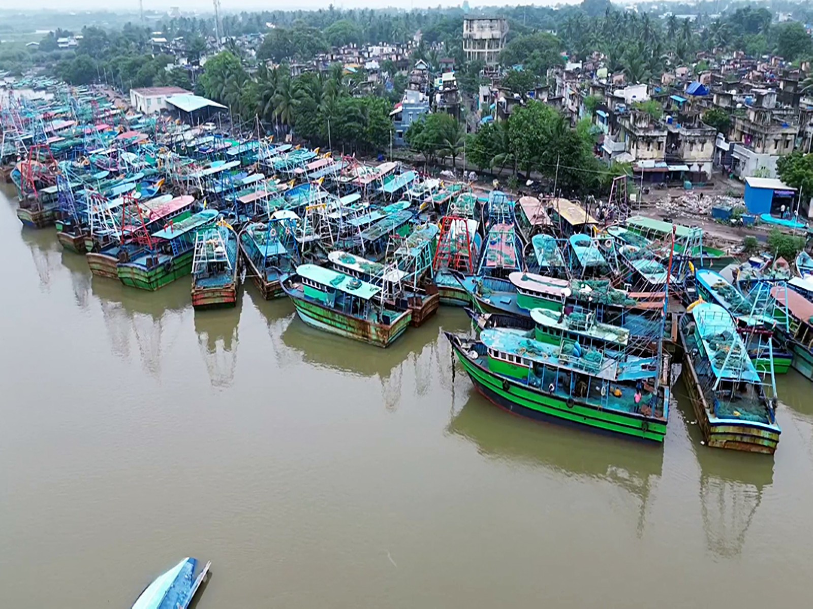 An aerial view of a beach as fishermen dock boats in TN's Nagapattinam (File Photo/ANI) An aerial view of a beach as fishermen dock boats in TN's Nagapattinam (File Photo/ANI)