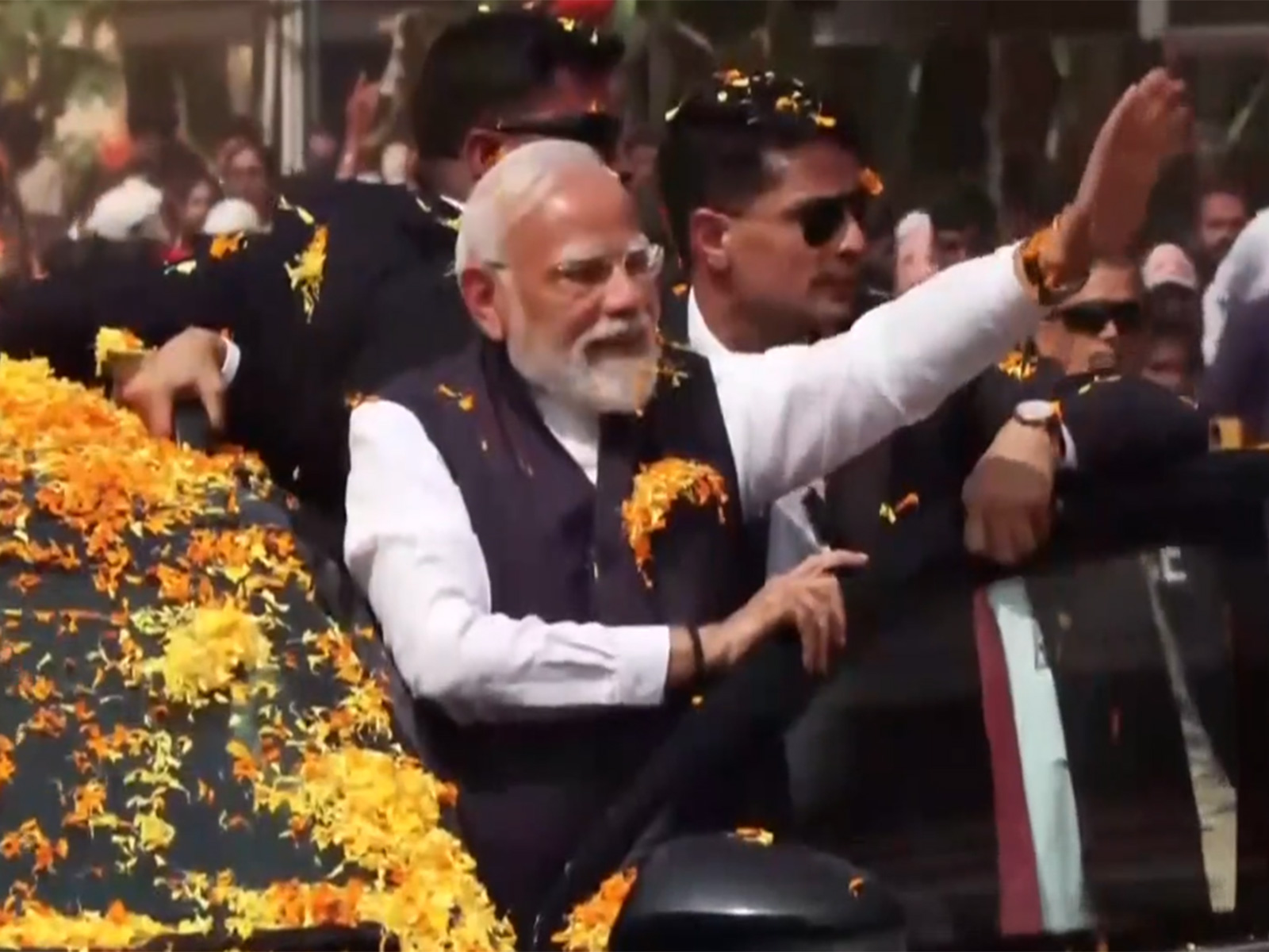 Prime Minister Narendra Modi held roadshow in Udupi (Photo: ANI)