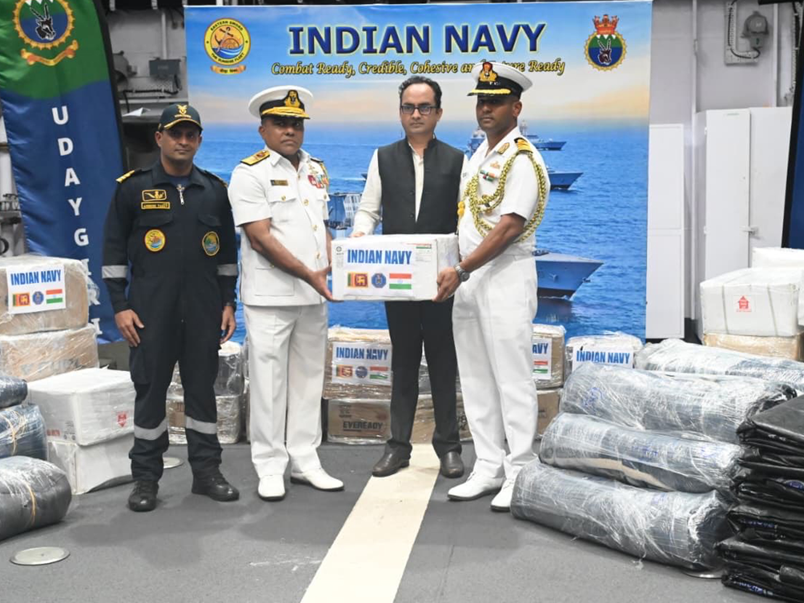 INS Vikrant, INS Udaygiri hand over relief material to Sri Lanka amidst cyclone Ditwah (Photo/X@DrSJaishankar) INS Vikrant, INS Udaygiri hand over relief material to Sri Lanka amidst cyclone Ditwah (Photo/X@DrSJaishankar)