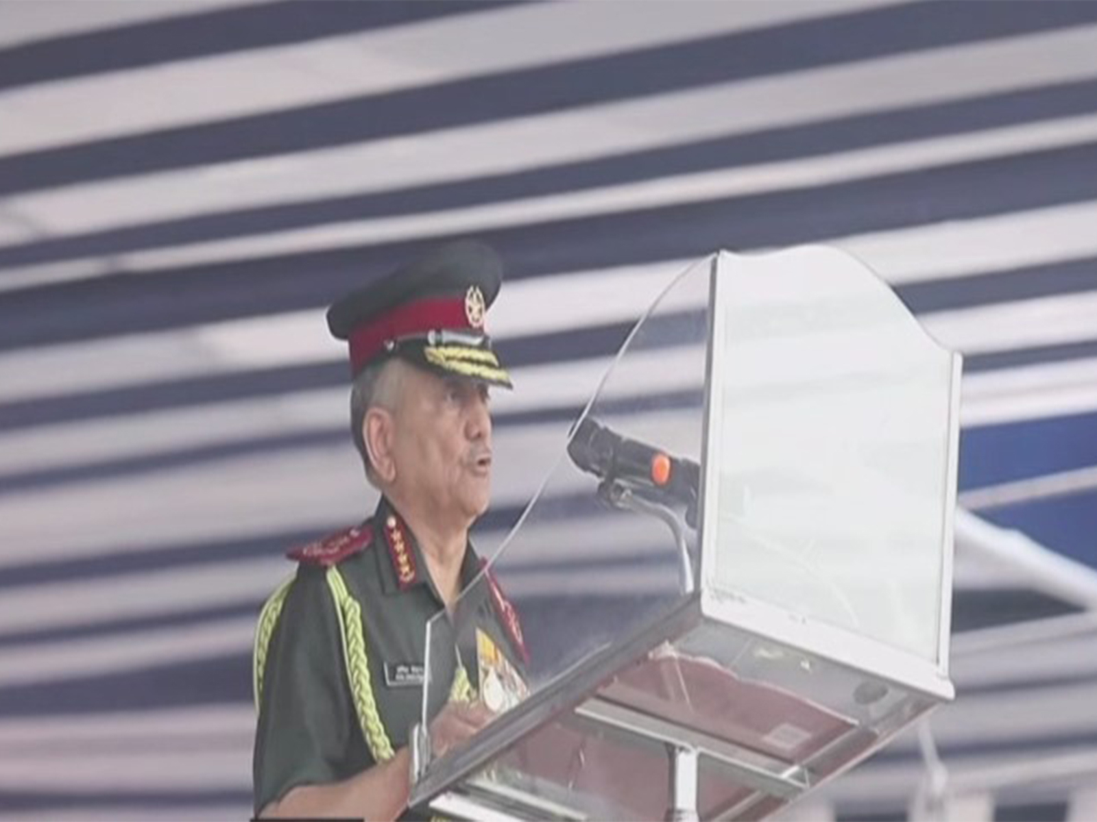 hief of Defence Staff General Anil Chauhan addressing PoP of INA Ezhimala (Photo/ANI)