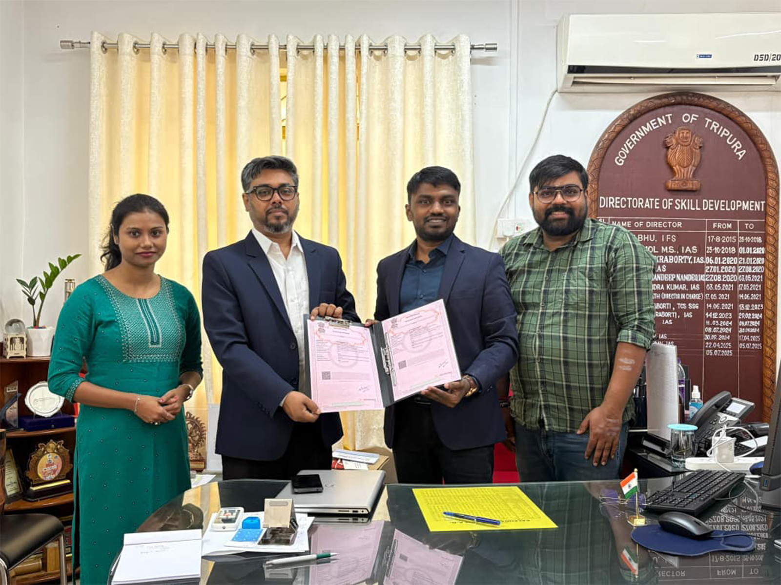Tripura's Directorate of Skill Development signed two major MoUs with IIT Delhi and Tata IISi (Photo/ANI) Tripura's Directorate of Skill Development signed two major MoUs with IIT Delhi and Tata IISi (Photo/ANI)