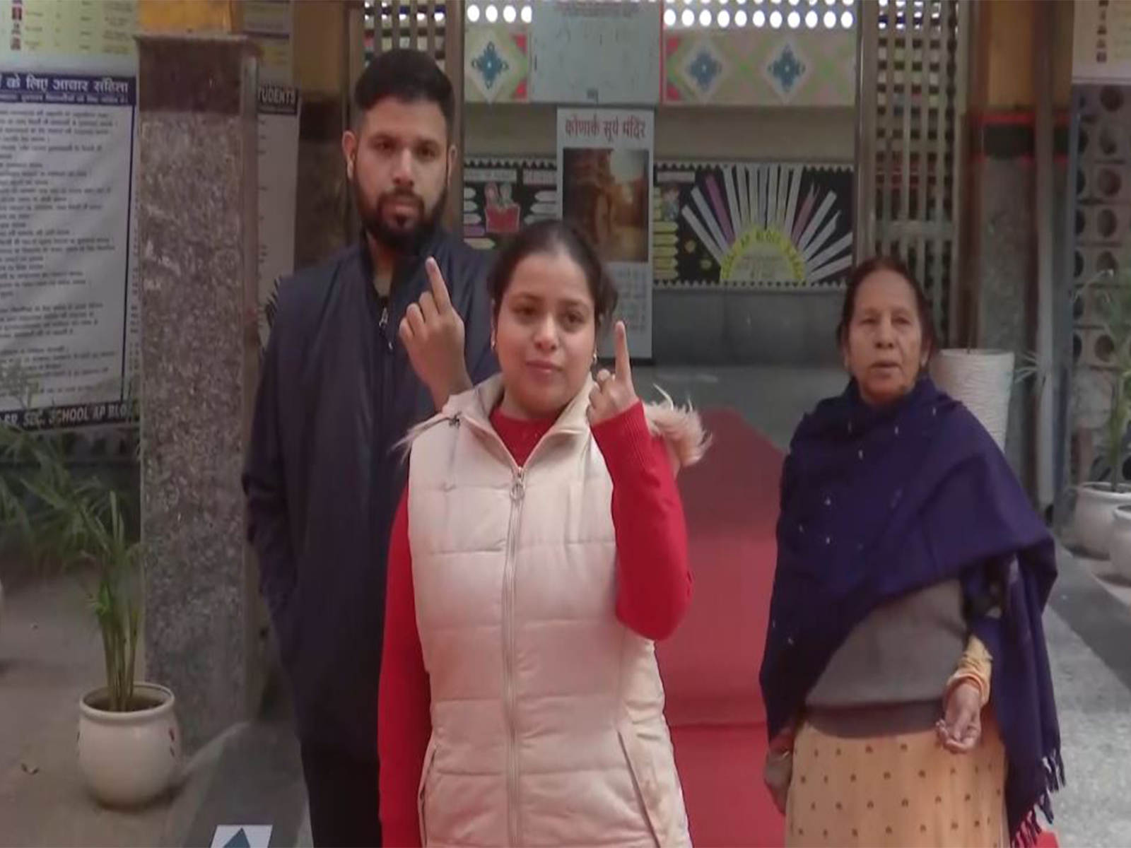 People cast vote at GBSSS AP Block Shalimar Bagh Polling Booth (Photo/ANI)