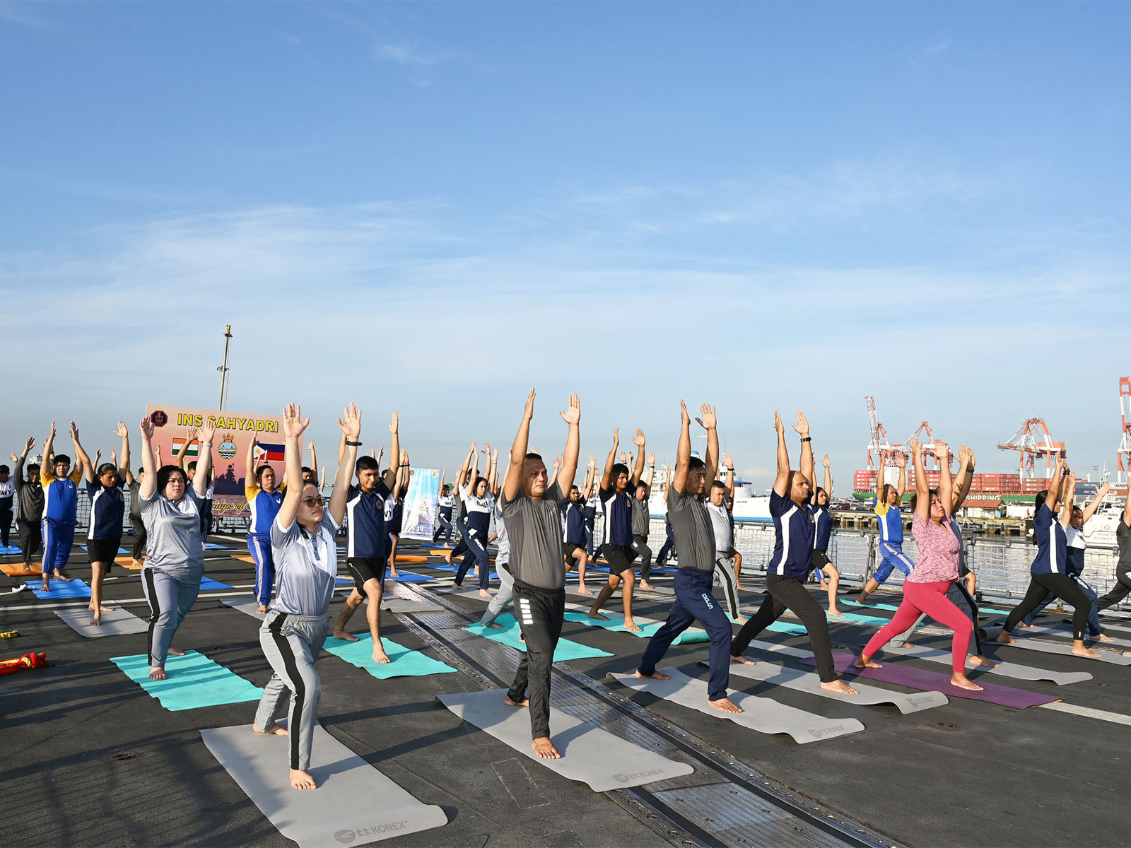 INS Sahyadri crew conducts joint Yoga session with Philippine Navy personnel (Photo/ X@IndianNavy) INS Sahyadri crew conducts joint Yoga session with Philippine Navy personnel (Photo/ X@IndianNavy)
