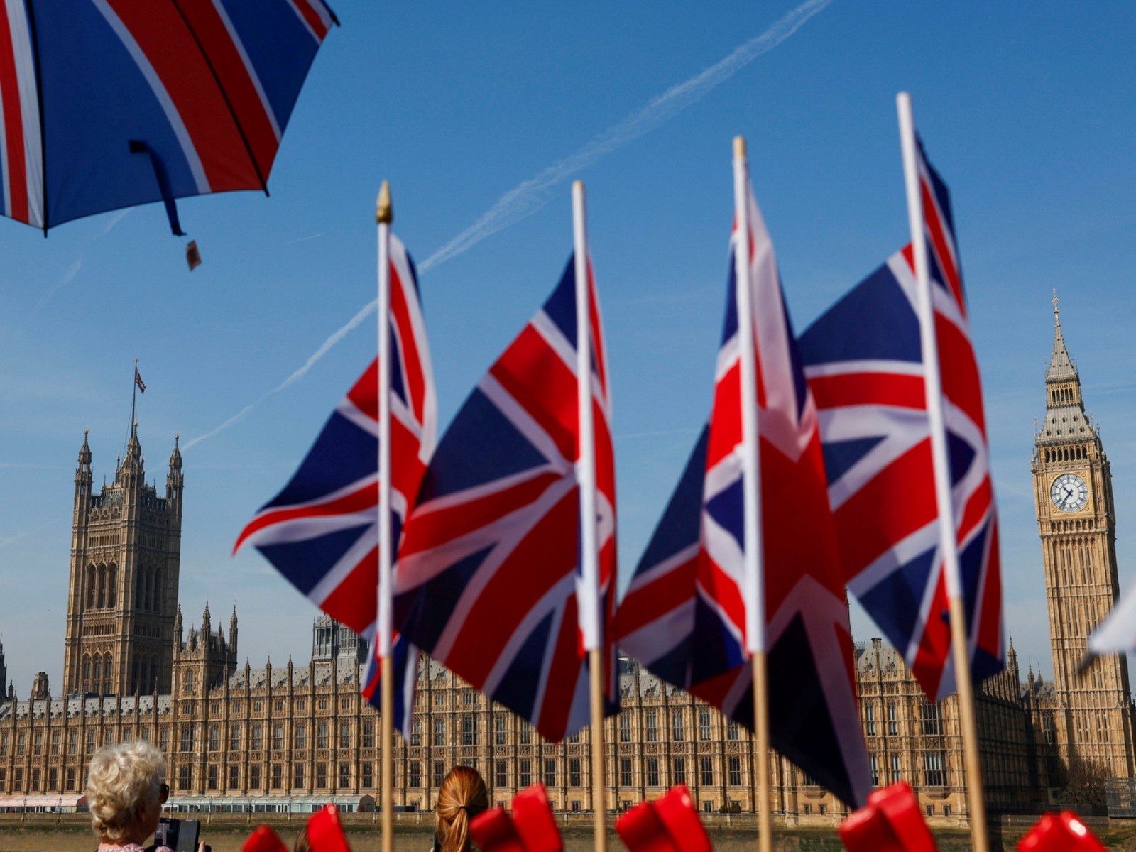 A general view of Union Jack flags and the Houses of Parliament (Photo/ Reuters)