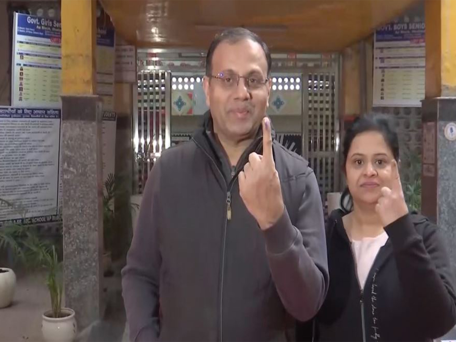 Voters after casting vote at GBSSS AP Block Shalimar Bagh Polling Booth (Photo/ANI) Voters after casting vote at GBSSS AP Block Shalimar Bagh Polling Booth (Photo/ANI)