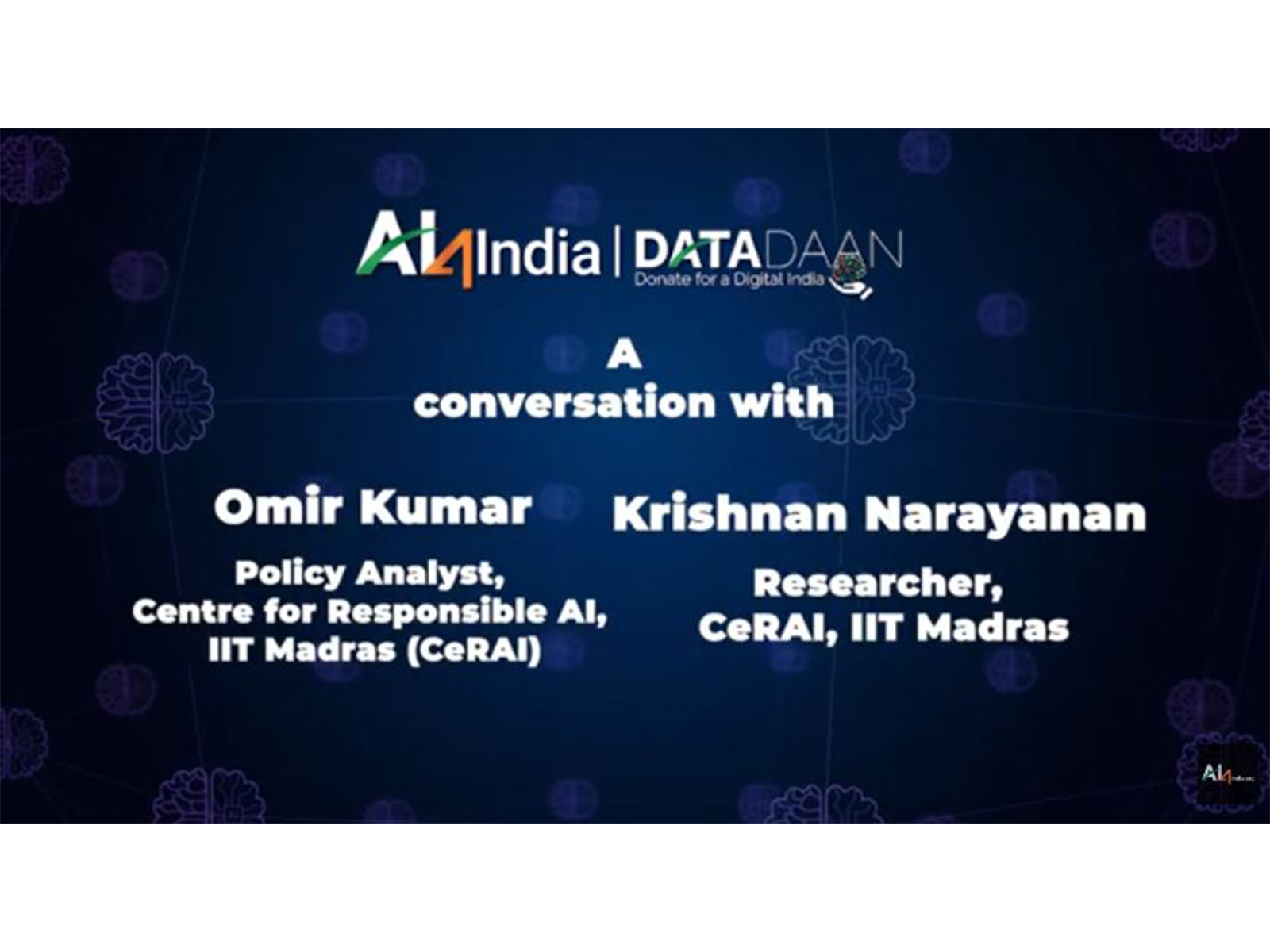 Krishnan Narayanan and Omir Kumar from CeRAI, IIT Madras discussed the role of digital platforms and AI technologies reshaping work for millions of gig workers in India. (Photo: Youtube/AI4India Org) Krishnan Narayanan and Omir Kumar from CeRAI, IIT Madras discussed the role of digital platforms and AI technologies reshaping work for millions of gig workers in India. (Photo: Youtube/AI4India Org)