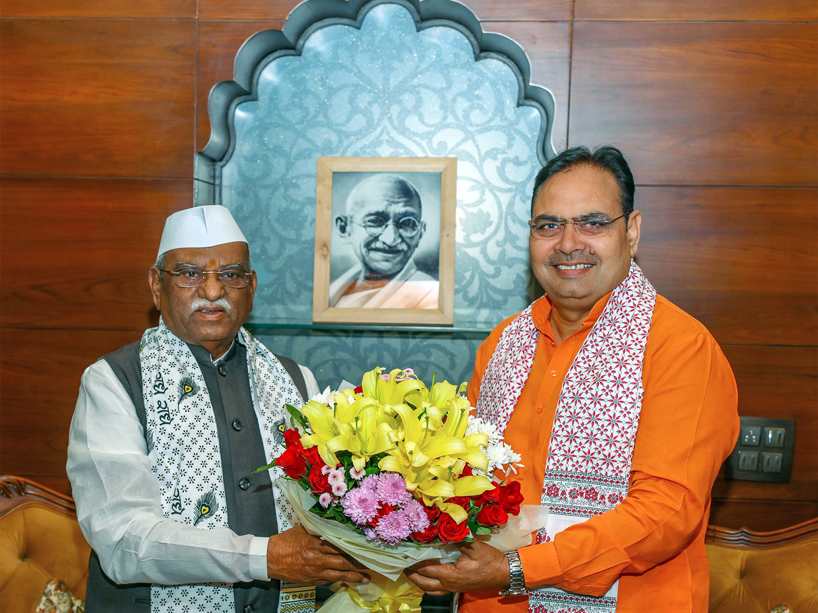 Rajasthan Chief Minister Bhajanlal Sharma with State Governor Haribhau Bagade, at Lok Bhavan in Jaipur. (ANI Photo) Rajasthan Chief Minister Bhajanlal Sharma with State Governor Haribhau Bagade, at Lok Bhavan in Jaipur. (ANI Photo)