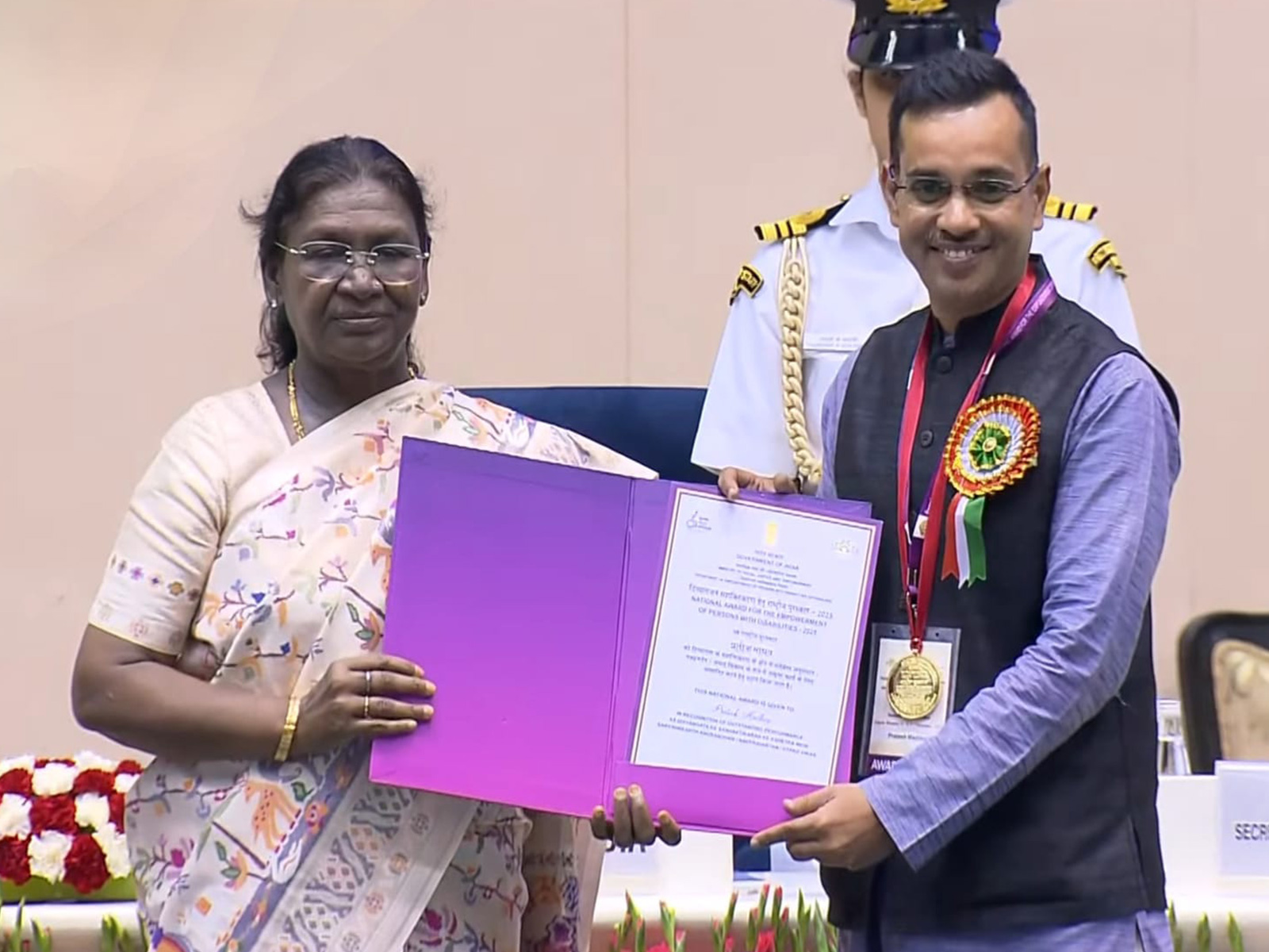 Prateek Madhav receiving the National Award from the President of India, Smt. Droupadi Murmu Prateek Madhav receiving the National Award from the President of India, Smt. Droupadi Murmu