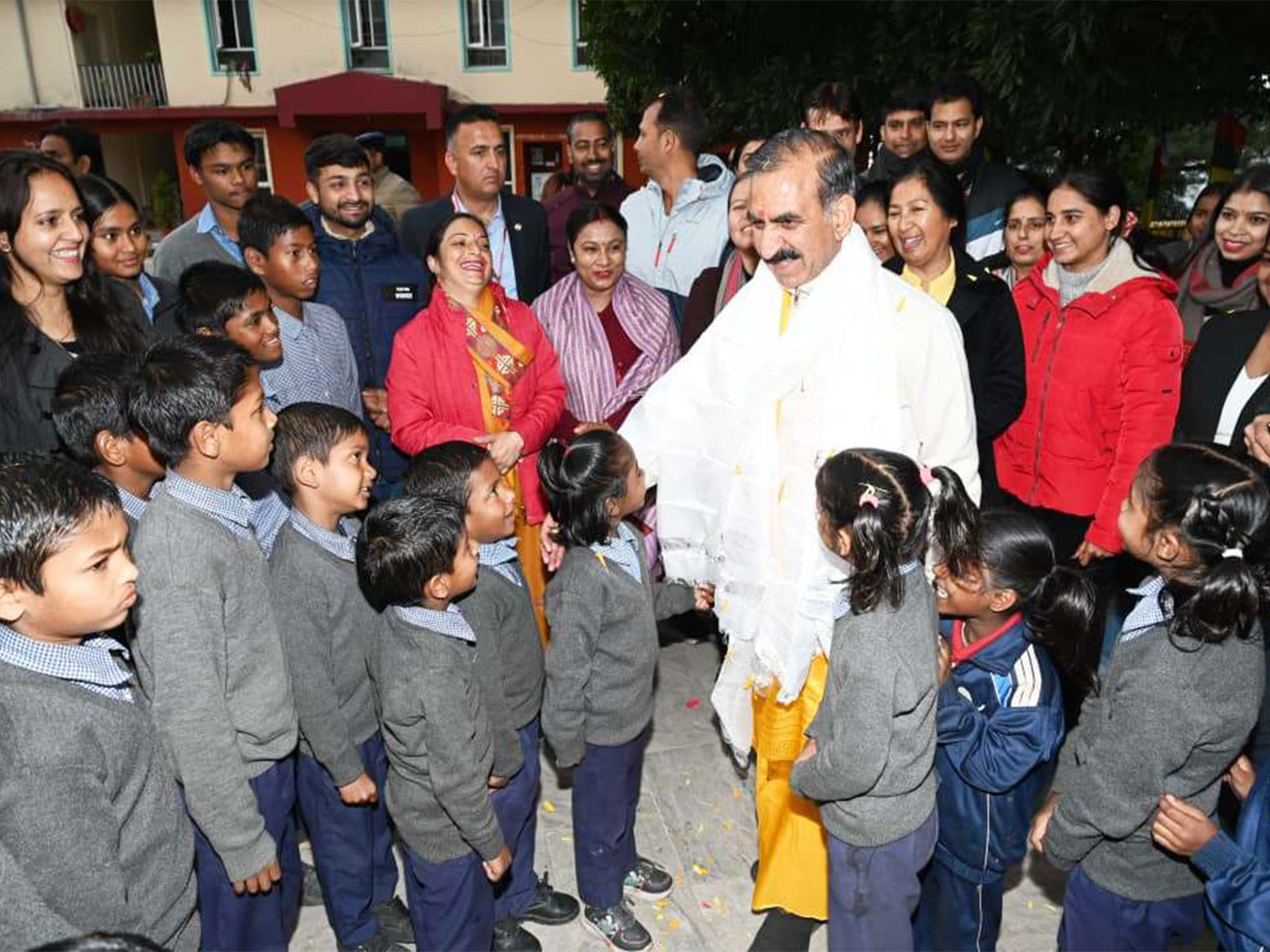 Himachal CM Sukhu interacts with students of Tong-len School in Dharamshala (Photo/Himachal CMO)