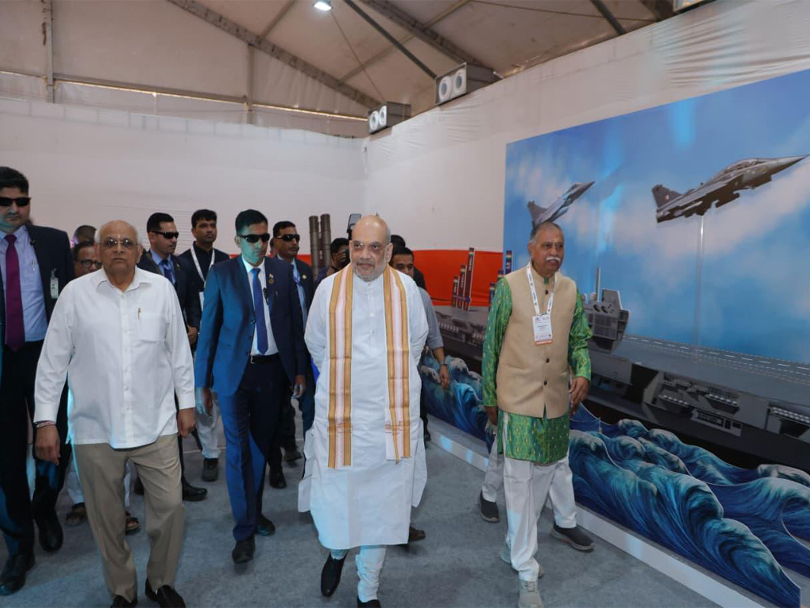 Union Minister Amit Shah, CM Bhupendra Patel and Deputy CM Harsh Sanghavi at Swadeshotsav 2025 (Photo/Gujarat CMO)
