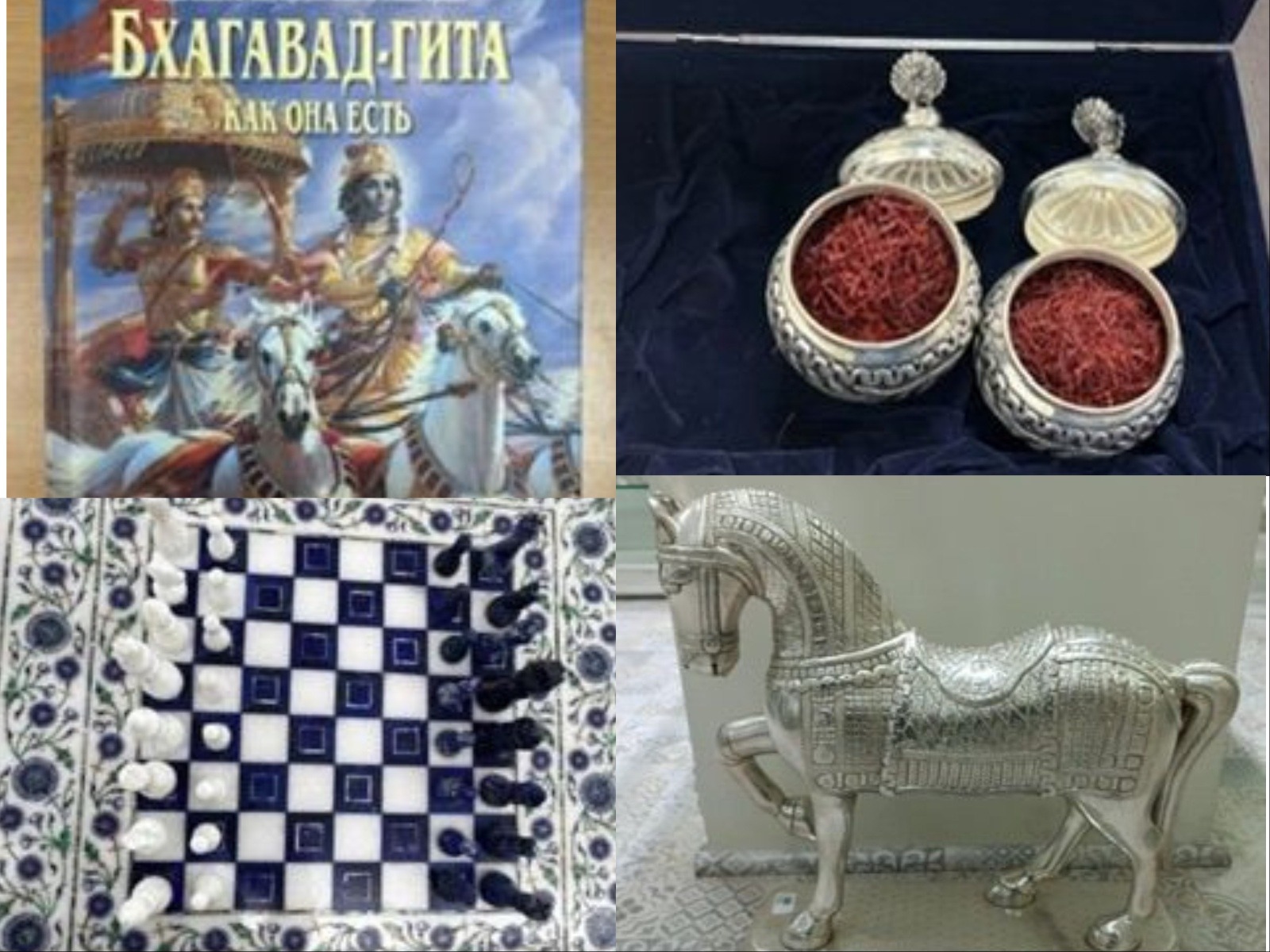 PM Modi  gifts Bhagavad Gita, marble chess set, silver horse to President Putin (Photo/ANI)