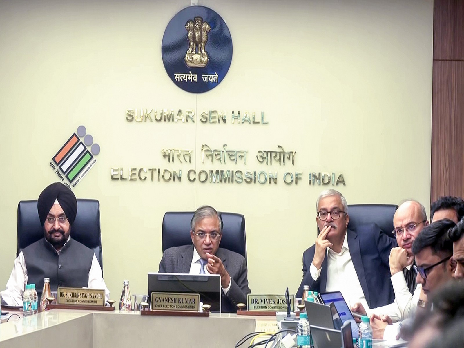 Chief Election Commissioner Gyanesh Kumar with Election Commissioners Sukhbir Singh Sandhu, and Vivek Joshi (File Photo/ANI)