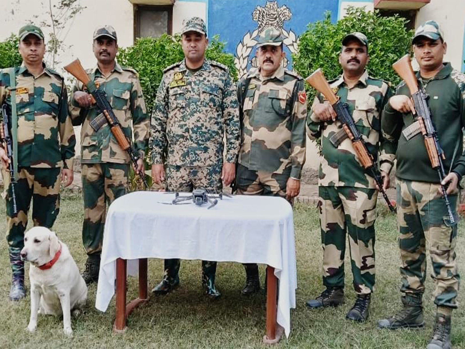BSF officialswith the seized drones. (Photo/BSFPunjabFrontier)
