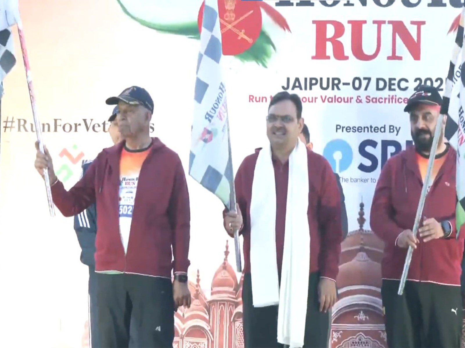 Rajasthan CM Bhajanlal Sharma flags off 'Honour Run 2025' marathon on occasion of Armed Forces Flag Day in Jaipur (Photo/ANI)