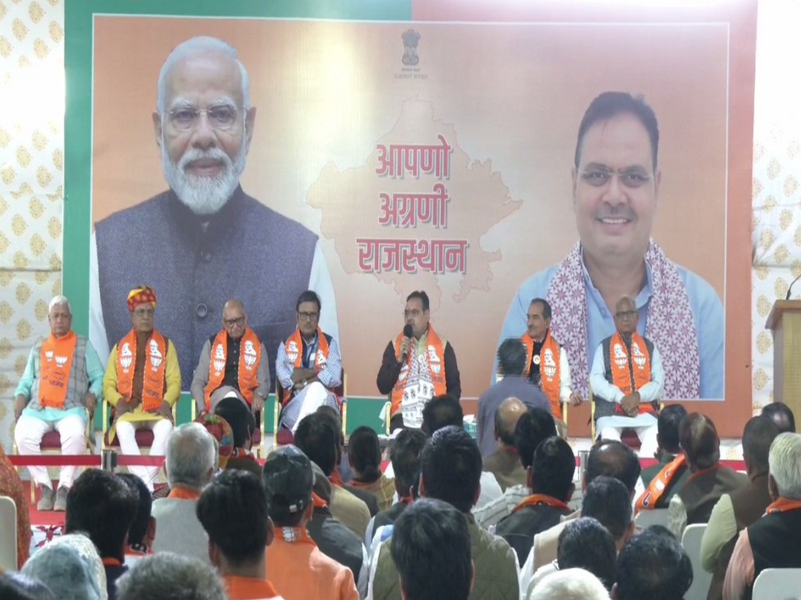 CM Bhajan Lal Sharma during a meeting with various public representatives in Jaipur on Sunday. (Photo/ANI) CM Bhajan Lal Sharma during a meeting with various public representatives in Jaipur on Sunday. (Photo/ANI)