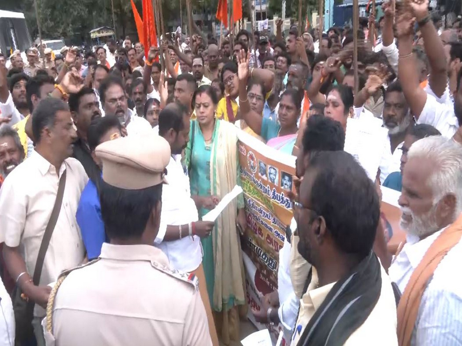 Visuas from the BJP protest in Tamil Nadu (Photo/ANI)