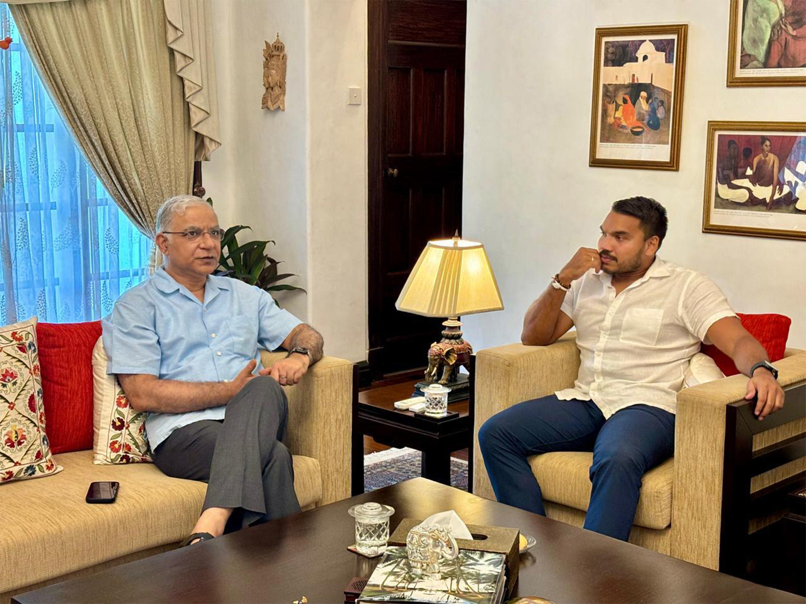 Sri Lankan MP Namal Rajapaksa with Indian High Commissioner Santosh Jha (Photo:X/@IndiainSL) Sri Lankan MP Namal Rajapaksa with Indian High Commissioner Santosh Jha (Photo:X/@IndiainSL)