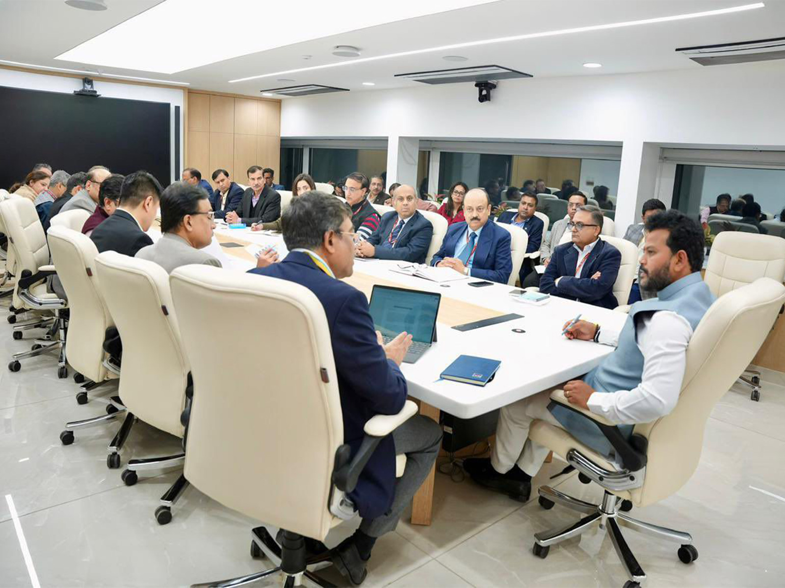 The Ministry of Civil Aviation & DGCA officials in the meeting. (Photo/ Office of Union Minister Ram Mohan Naidu) The Ministry of Civil Aviation & DGCA officials in the meeting. (Photo/ Office of Union Minister Ram Mohan Naidu)