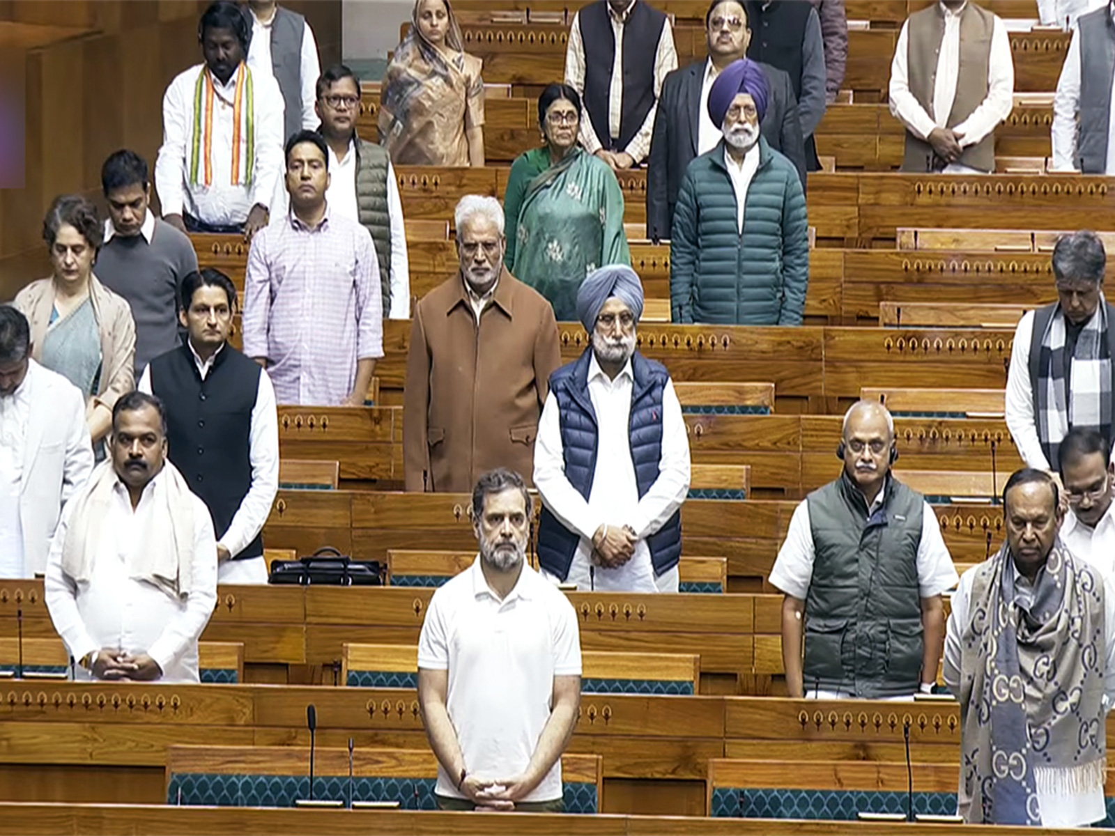 Congress MPs in Lok Sabha during 2025 winter session of Parliament (Photo/ANI)