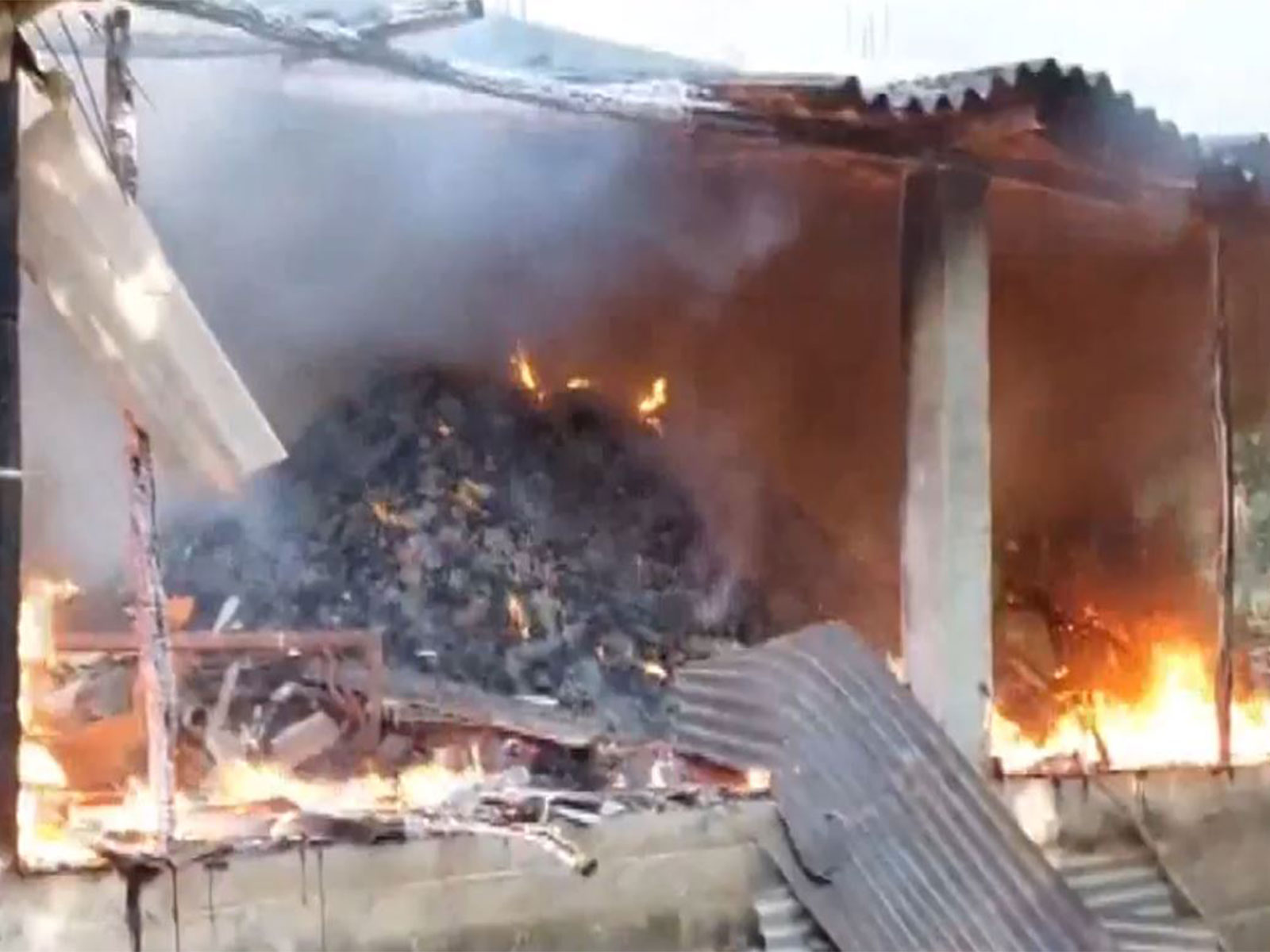 Visual from the spot of a clash in Malakanagiri, Odisha (Photo/ANI)